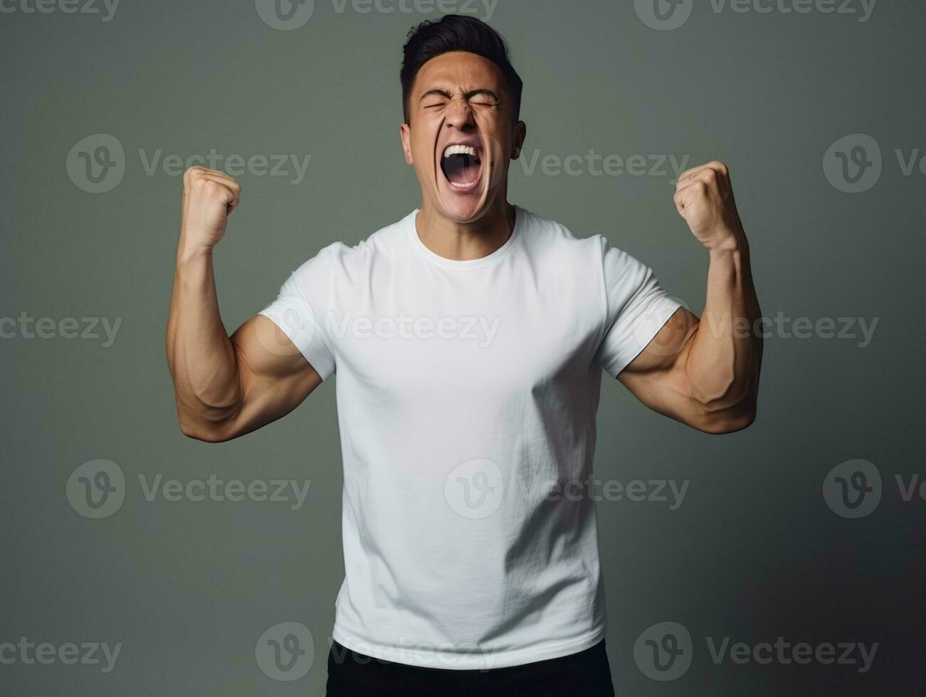 asian man emotional dynamic gestures AI Generative photo