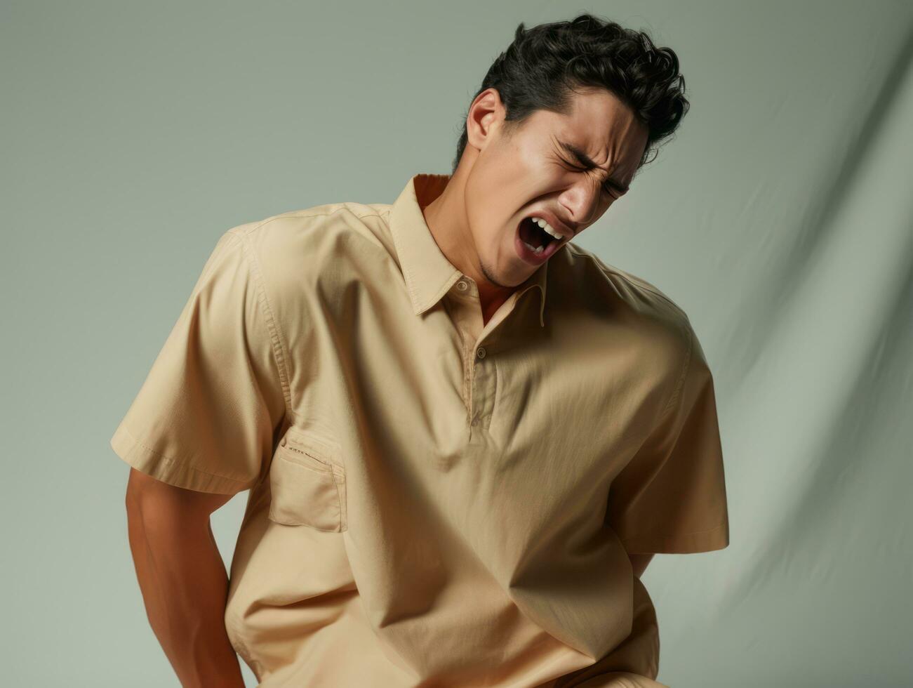 asian man emotional dynamic gestures AI Generative photo