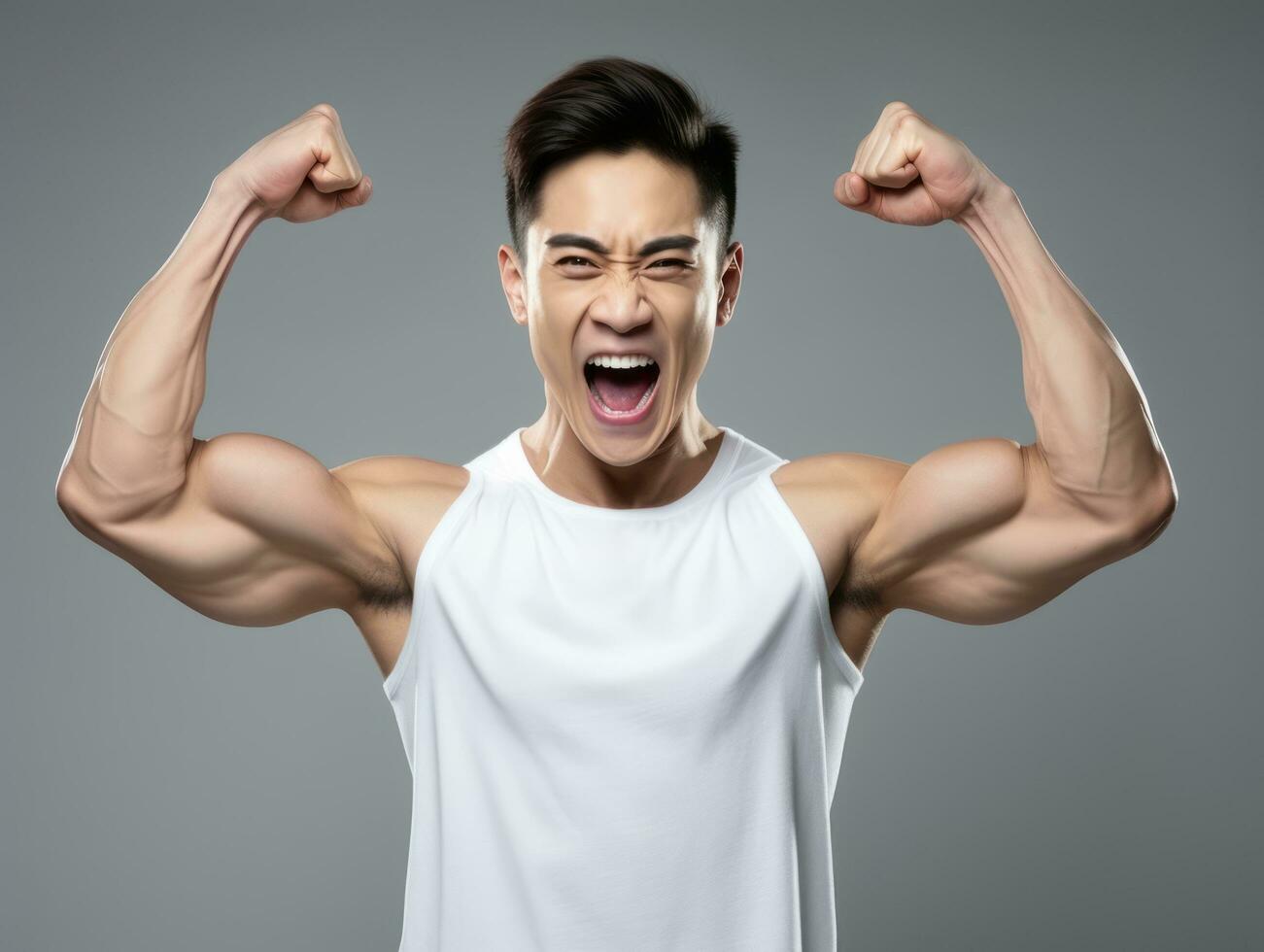asian man emotional dynamic gestures AI Generative photo