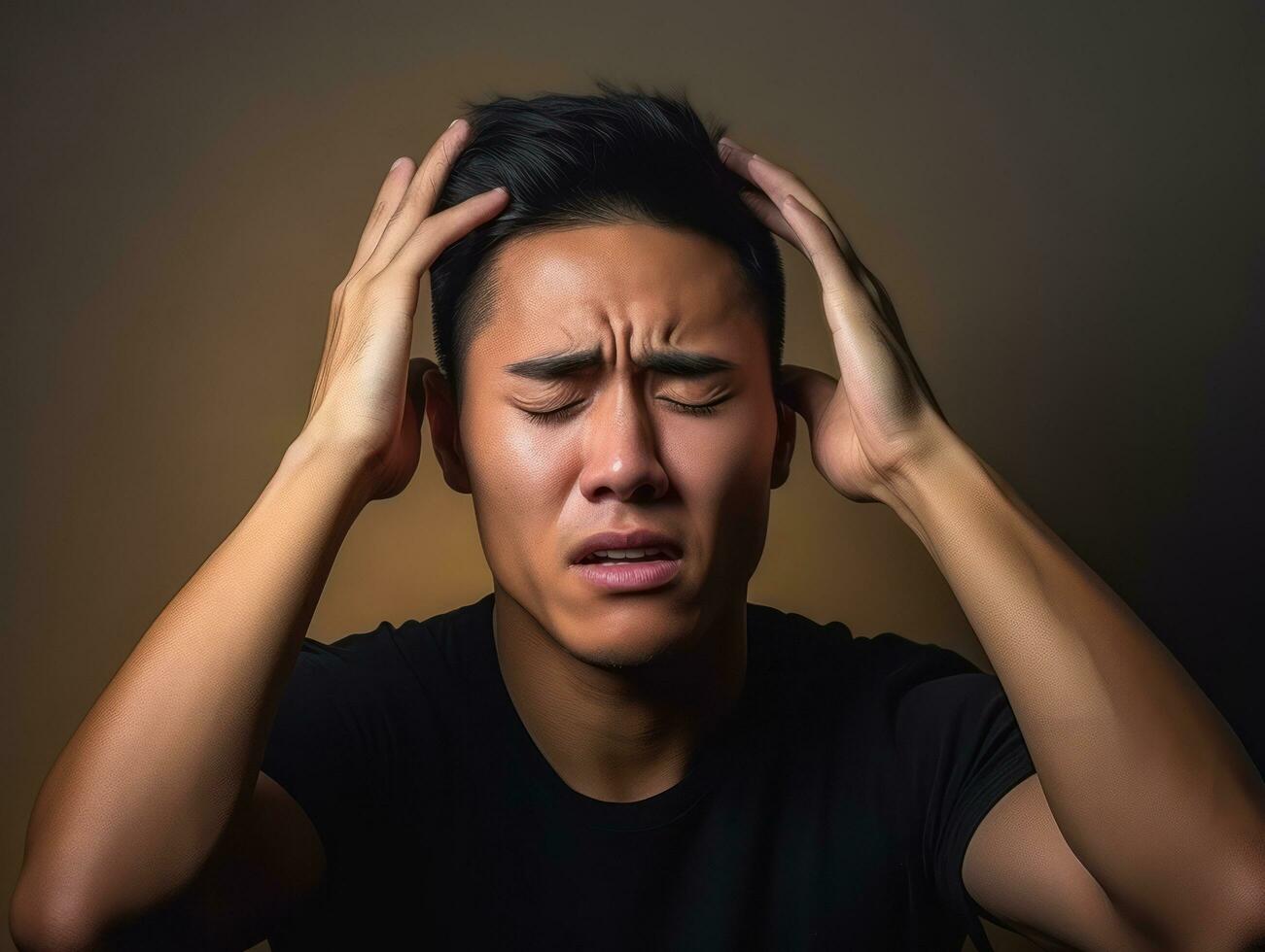 asian man emotional dynamic gestures AI Generative photo