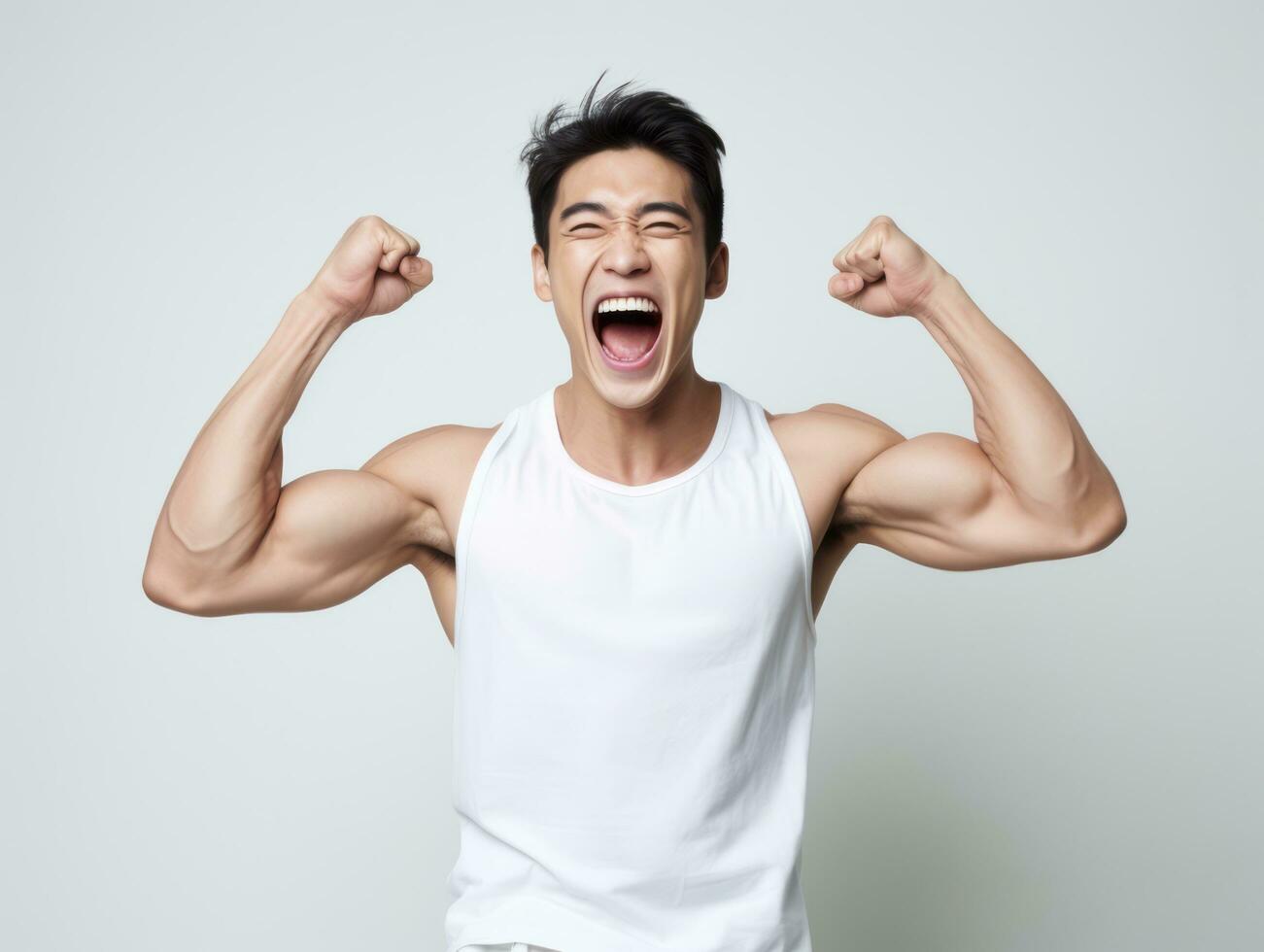 asian man emotional dynamic gestures AI Generative photo