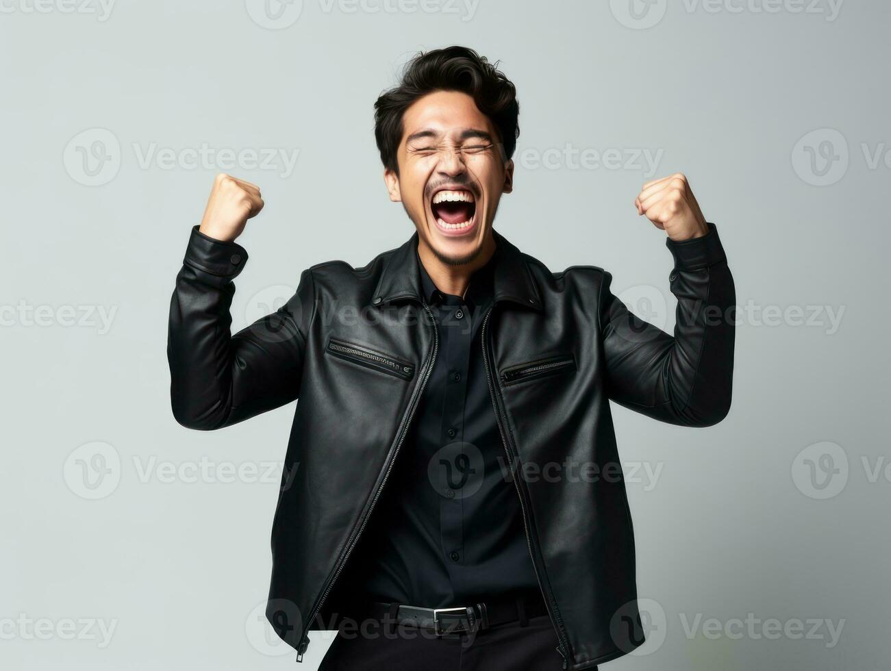 asian man emotional dynamic gestures AI Generative photo