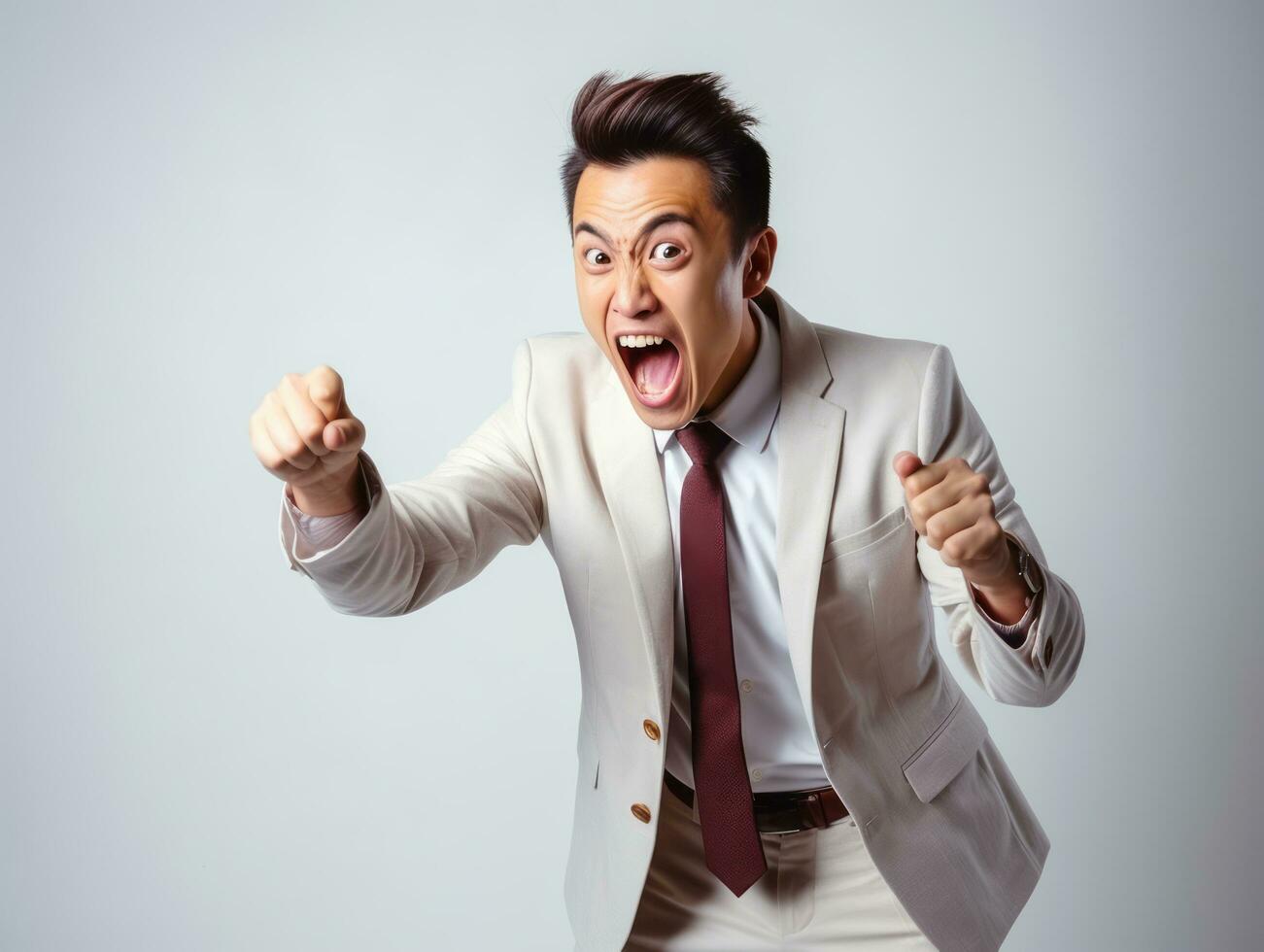 asian man emotional dynamic gestures AI Generative photo