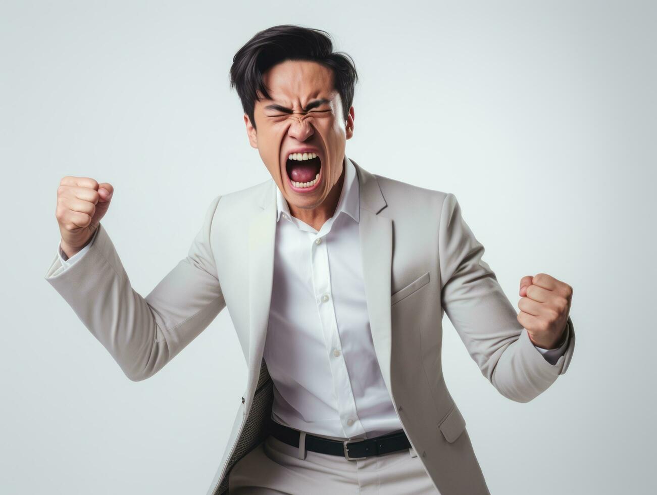 asian man emotional dynamic gestures AI Generative photo