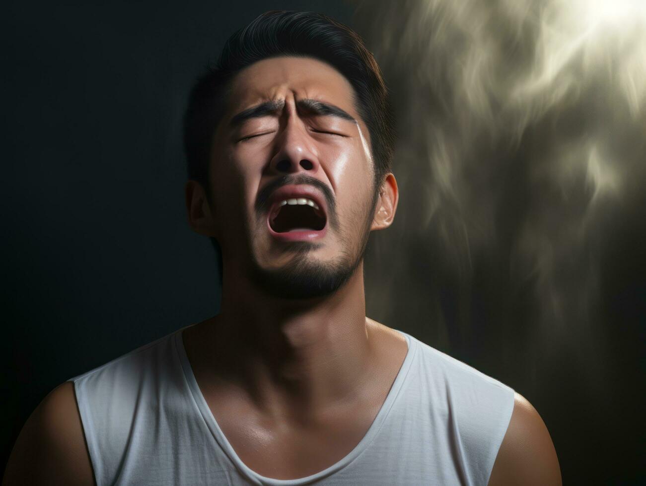 asian man emotional dynamic gestures AI Generative photo