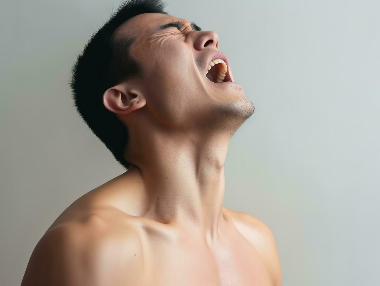 asian man emotional dynamic gestures AI Generative photo