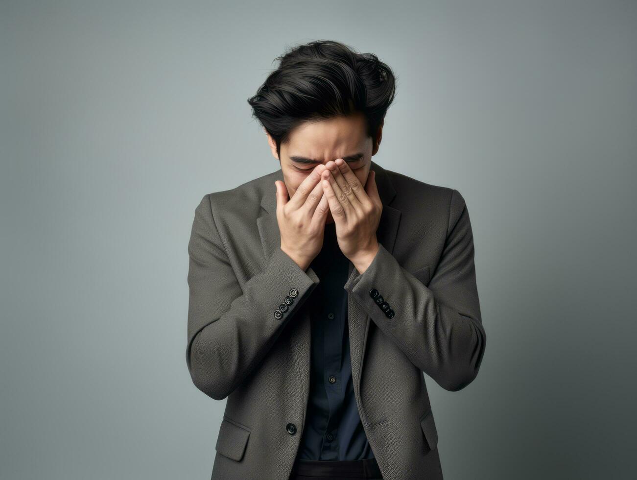 asian man emotional dynamic gestures AI Generative photo