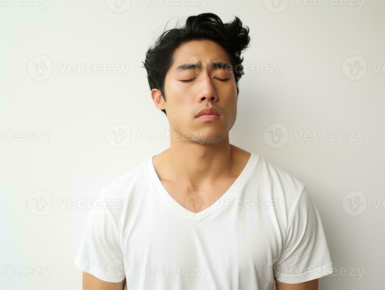 asian man emotional dynamic gestures AI Generative photo