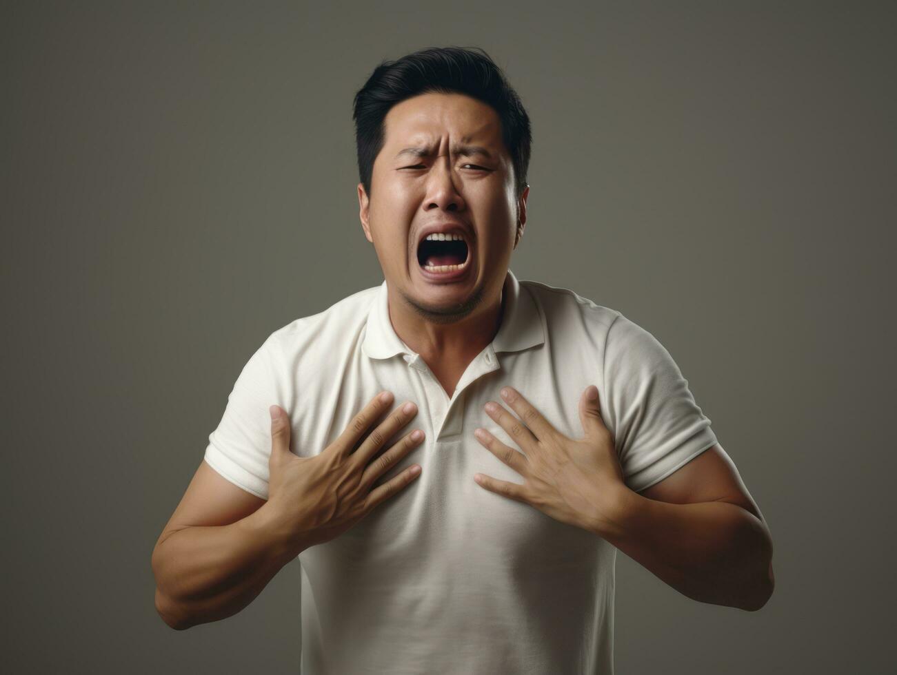 asian man emotional dynamic gestures AI Generative photo