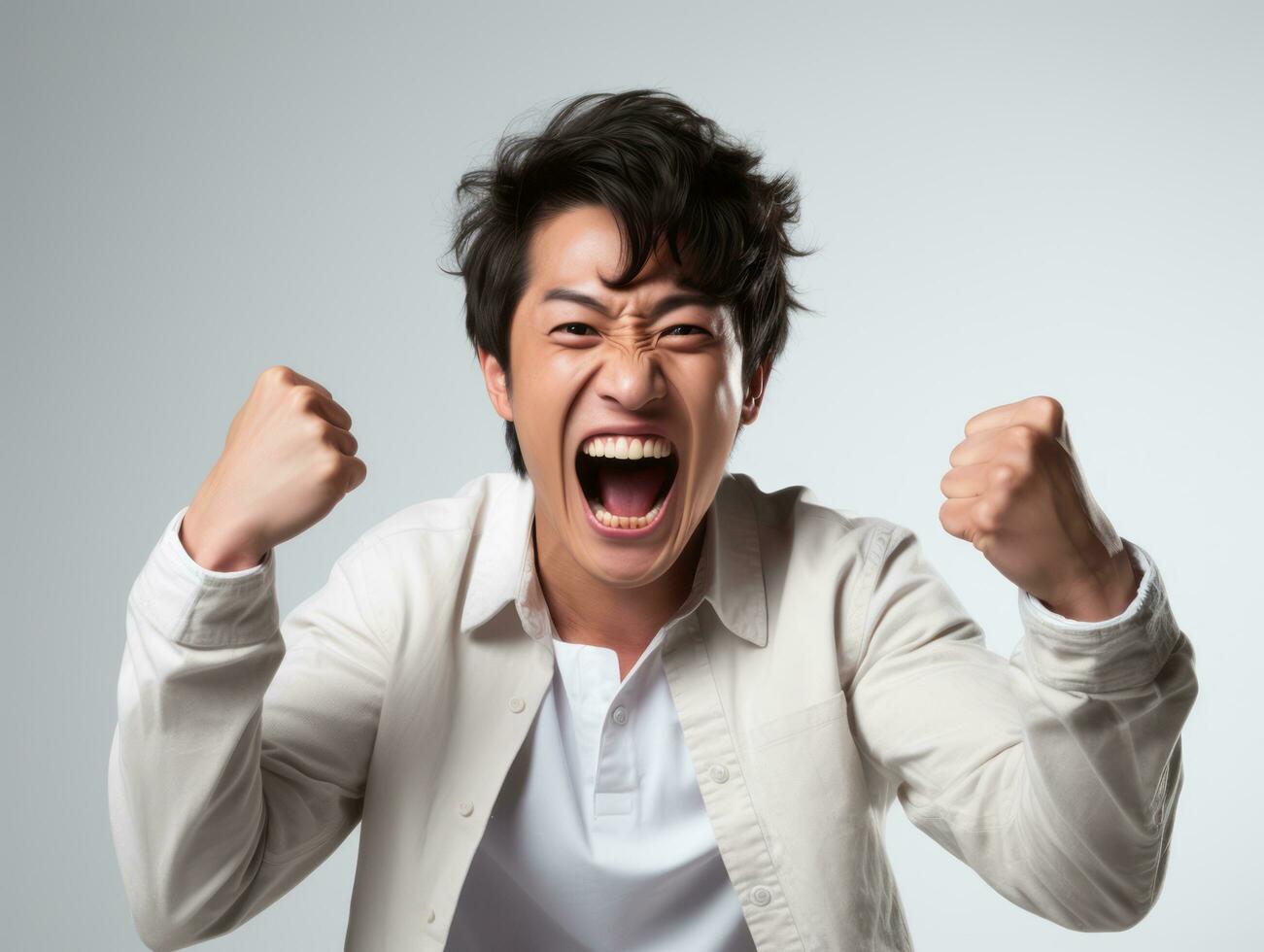 asian man emotional dynamic gestures AI Generative photo