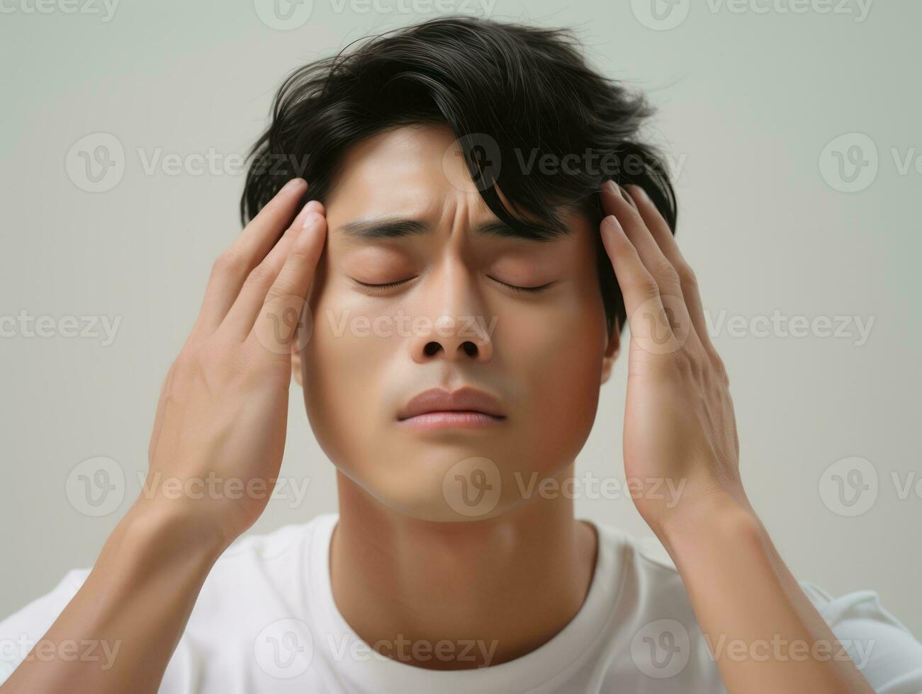 asian man emotional dynamic gestures AI Generative photo