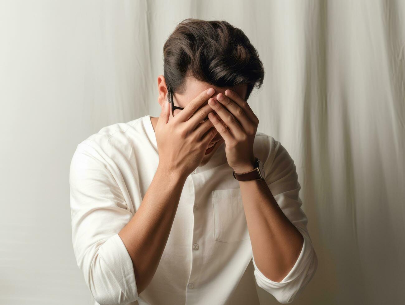 asian man emotional dynamic gestures AI Generative photo