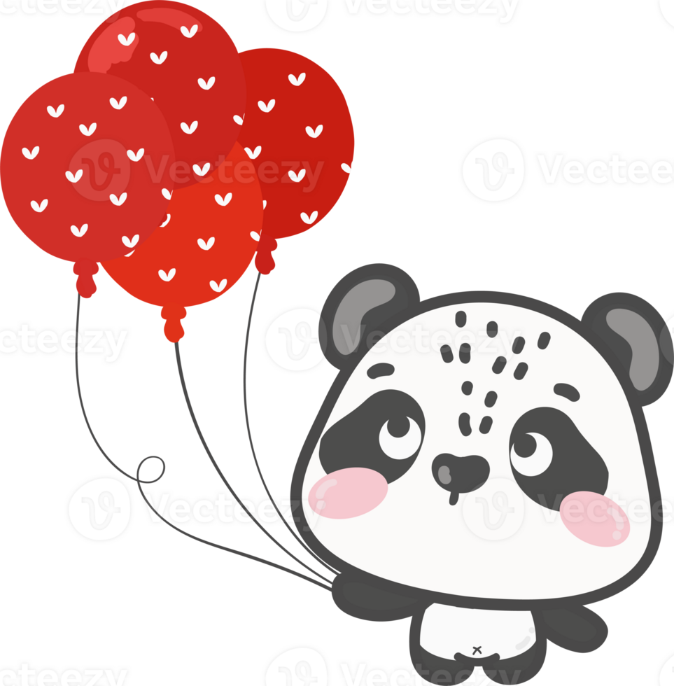 Adorable Panda valentine watercolor hand drawing png