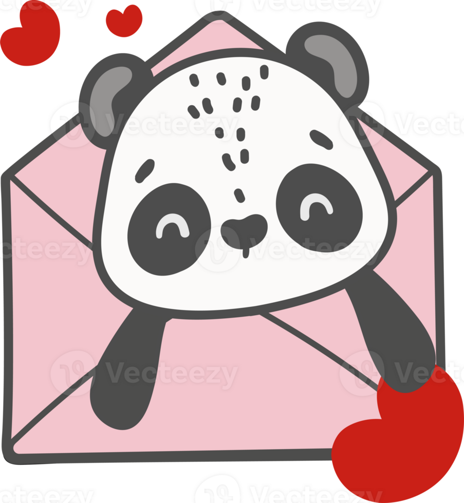 Adorable Panda valentine watercolor hand drawing png