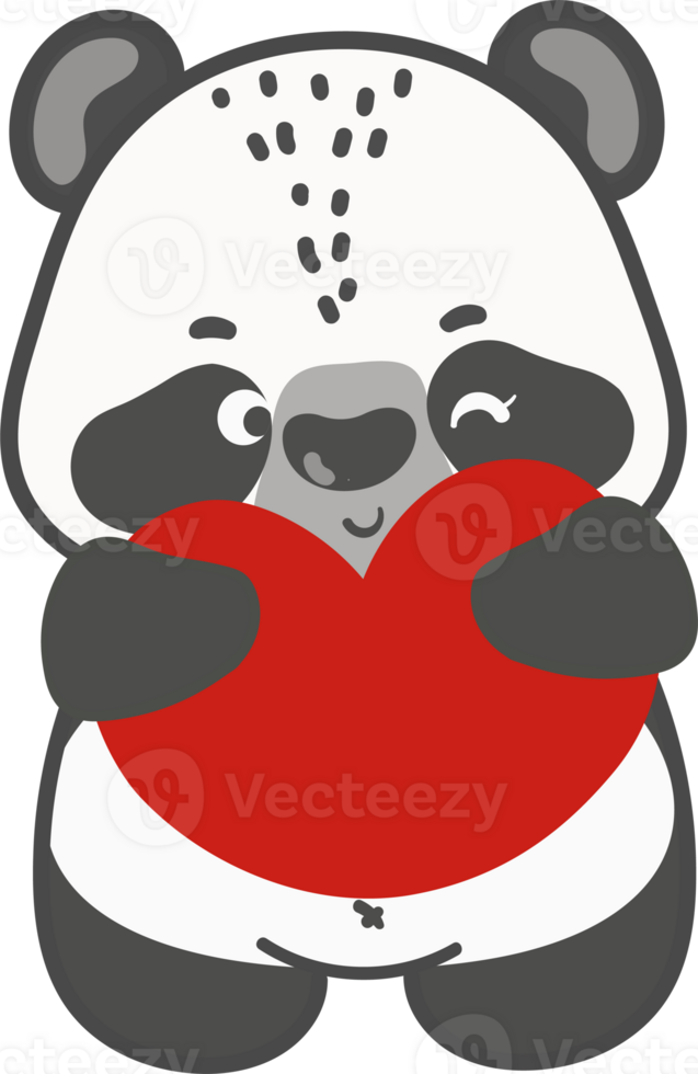 Adorable Panda valentine watercolor hand drawing png