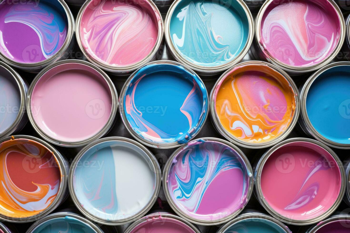 Close up of open paint cans with pastel paint. Generative AI 26893068 Stock Photo at Vecteezy