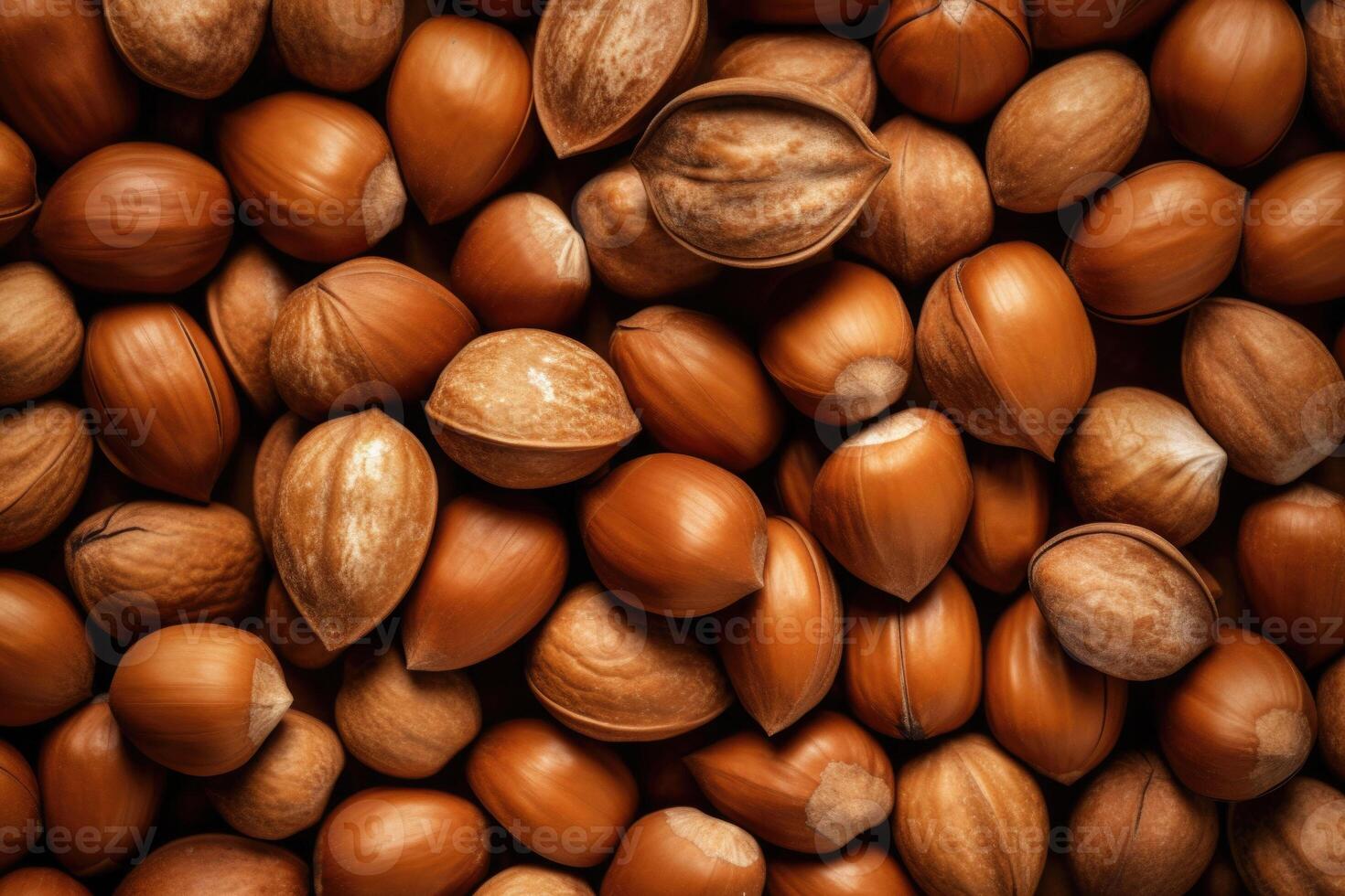 Natural background made from different kinds of nuts, top view. photo