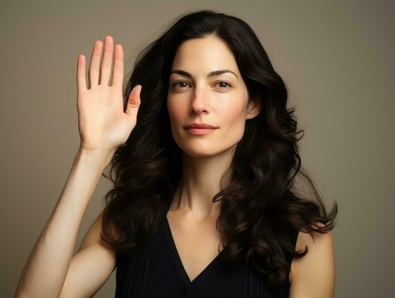 emotional dynamic pose 30 year old woman AI Generative photo