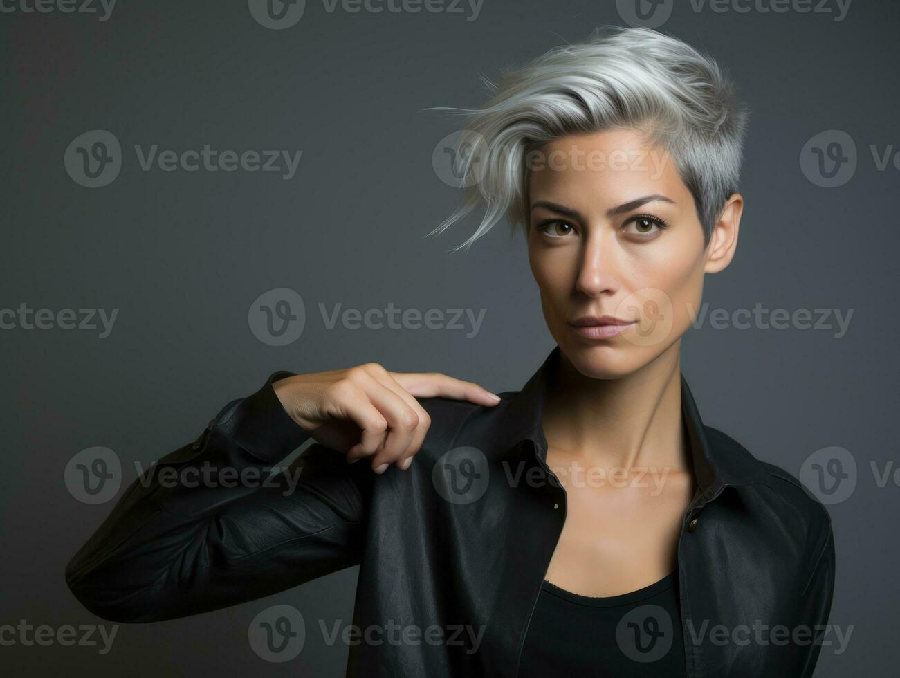 emotional dynamic pose 30 year old woman AI Generative photo