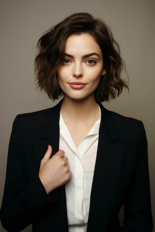 emotional dynamic pose 30 year old woman AI Generative photo