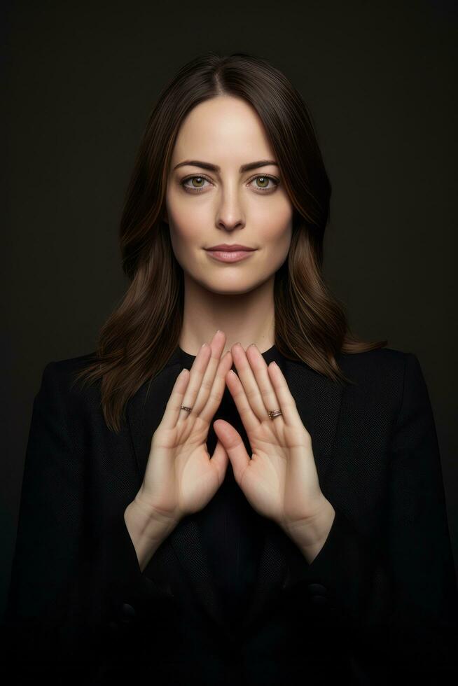 emotional dynamic pose 30 year old woman AI Generative photo