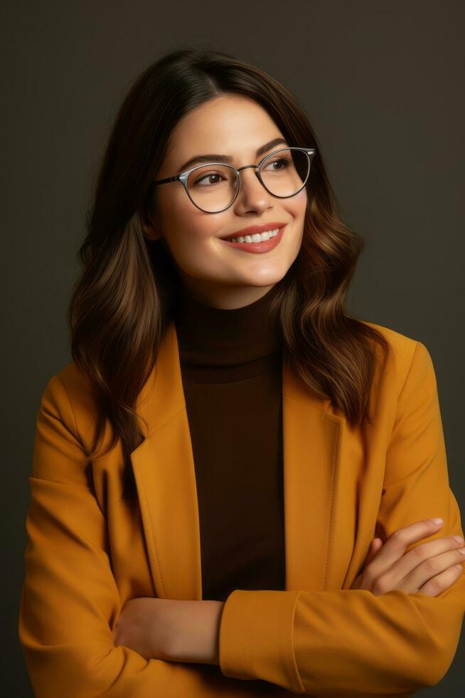 emotional dynamic pose 30 year old woman AI Generative photo