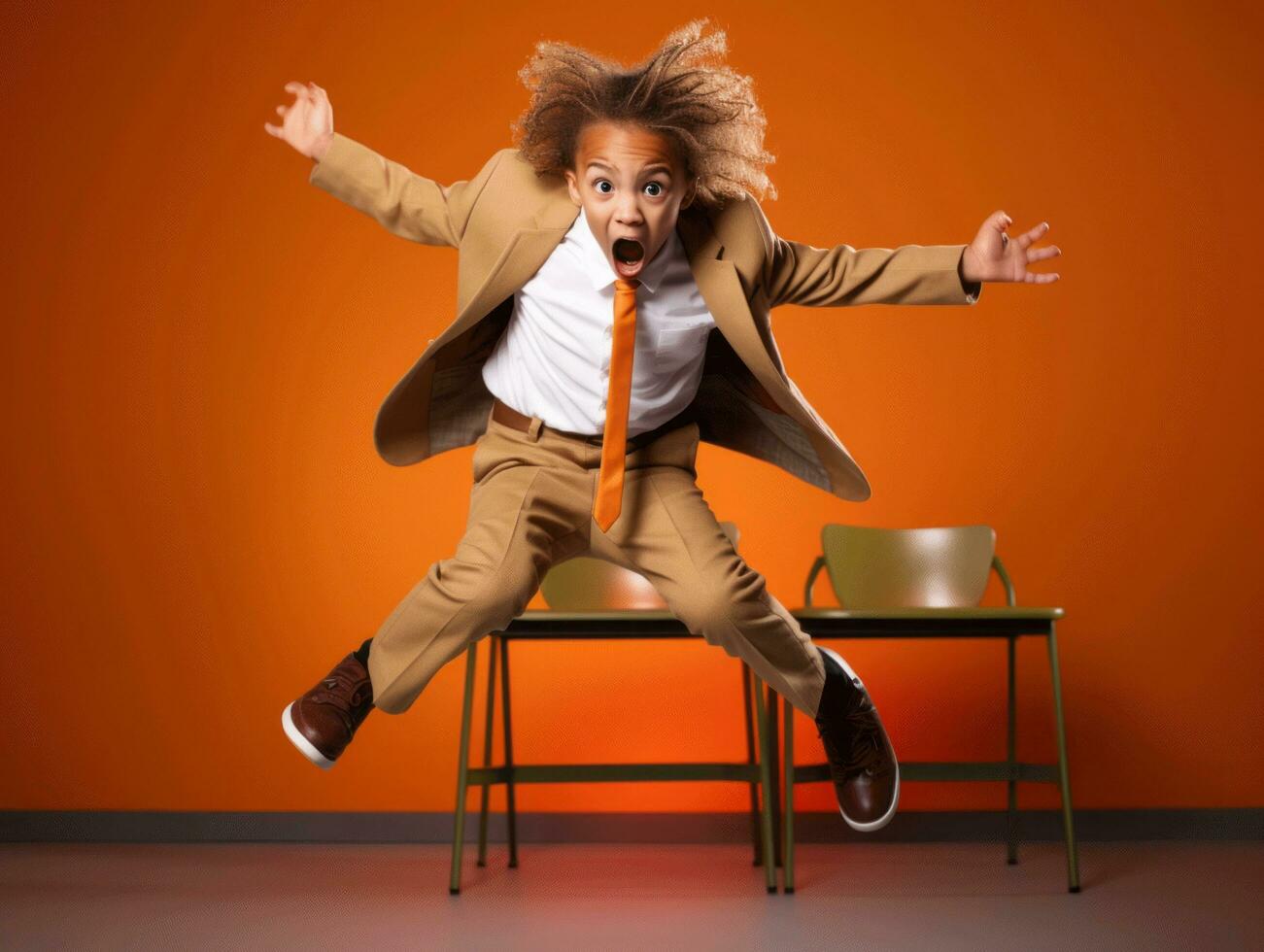 africano niño en emocional dinámica actitud en colegio ai generativo foto