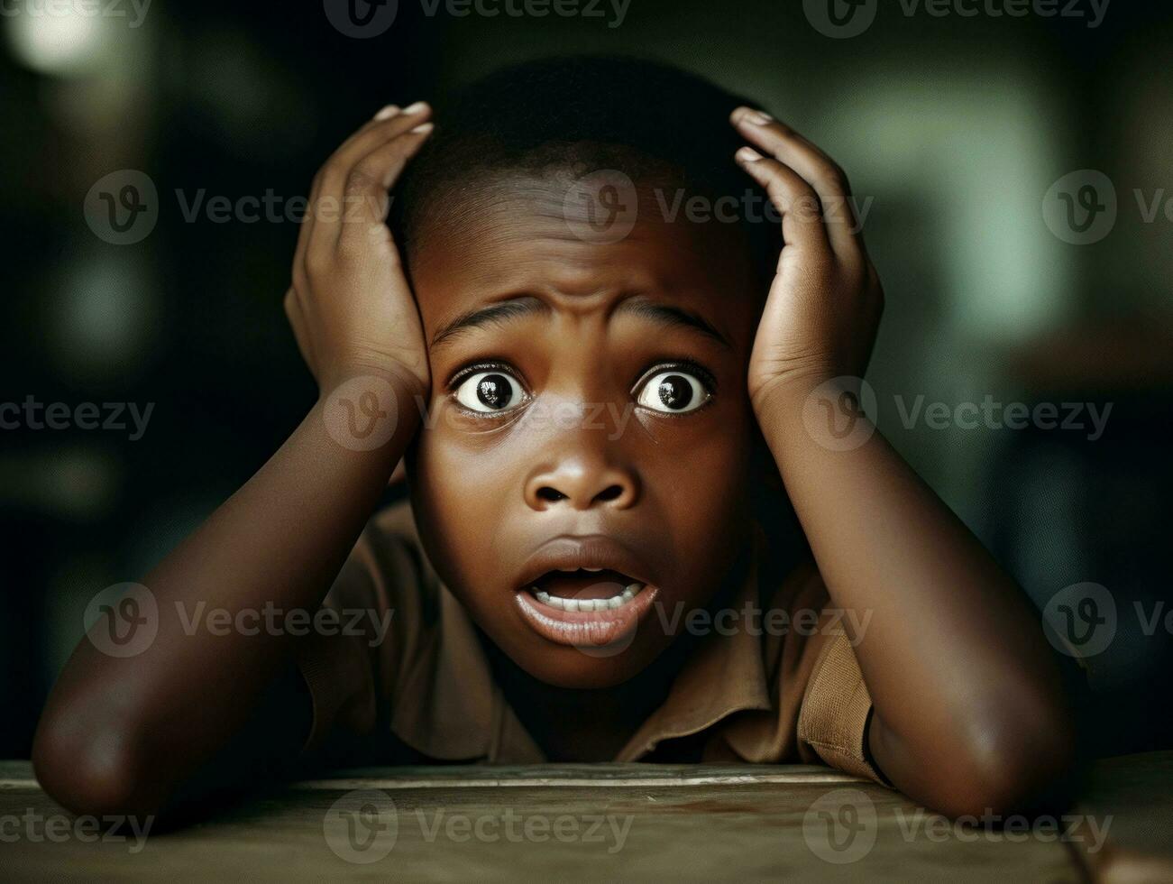 africano niño en emocional dinámica actitud en colegio ai generativo foto