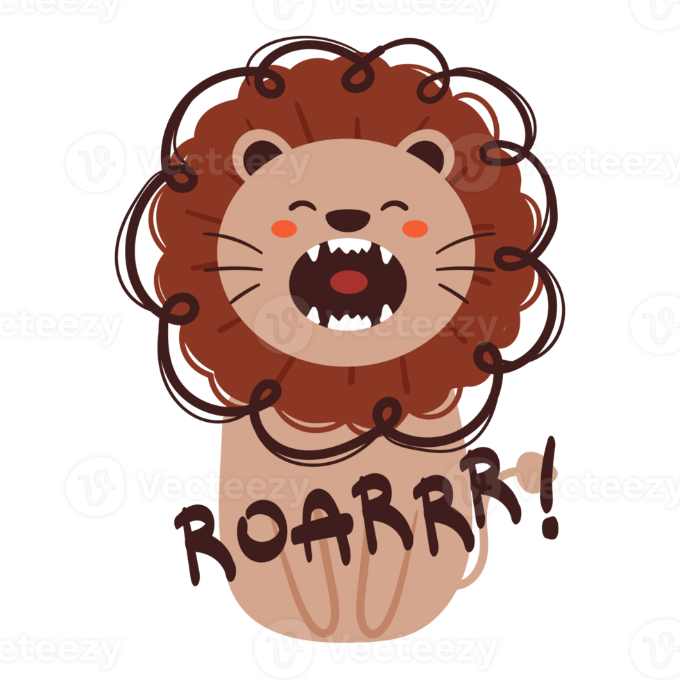 cartoon lion. cute animal icon for sticker png