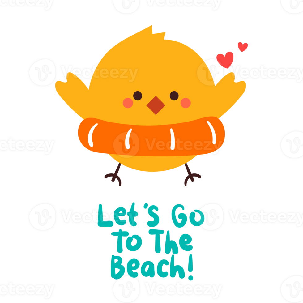 cute chick sticker let's go to the beach png