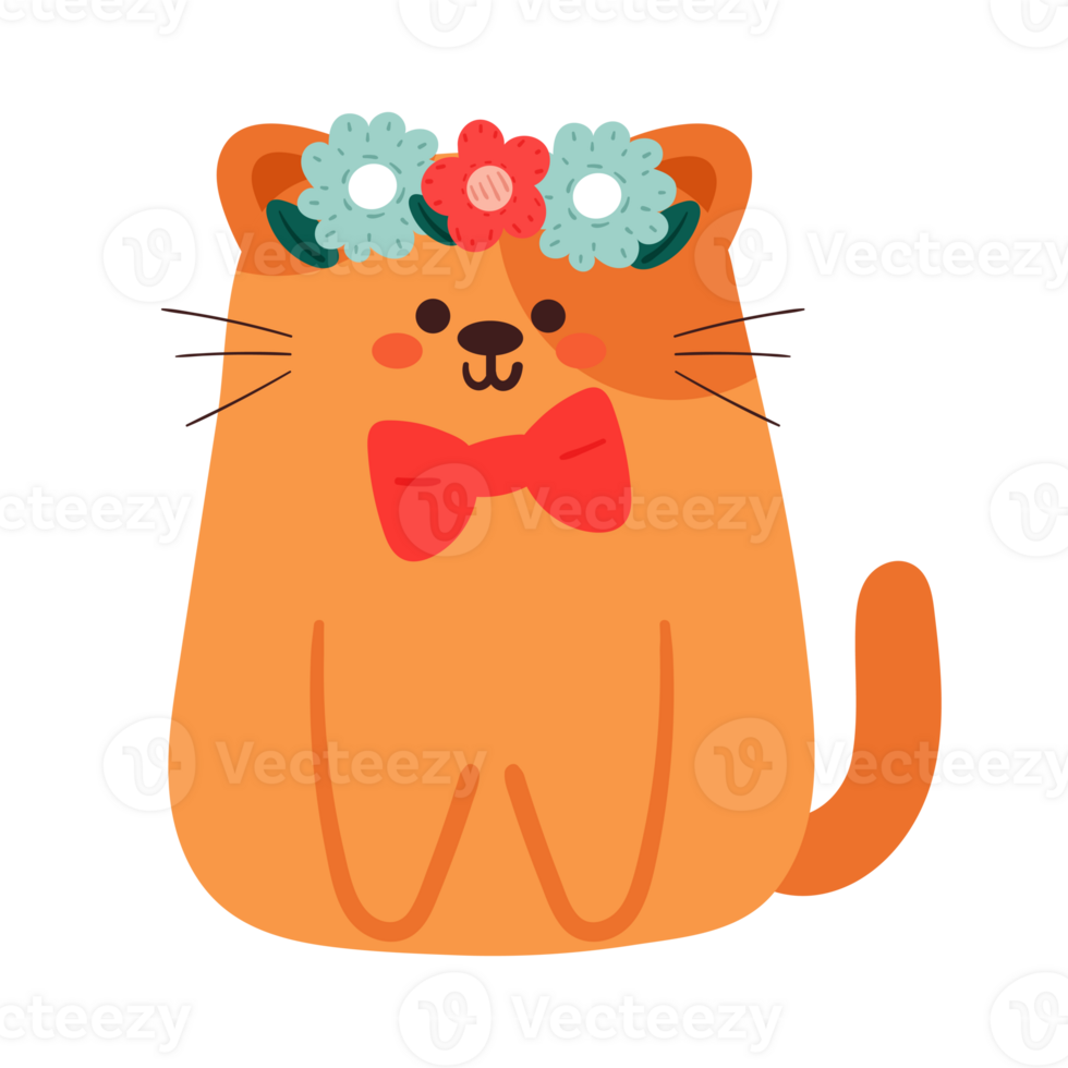 cartoon cat sticker. cute animal drawing for icon png