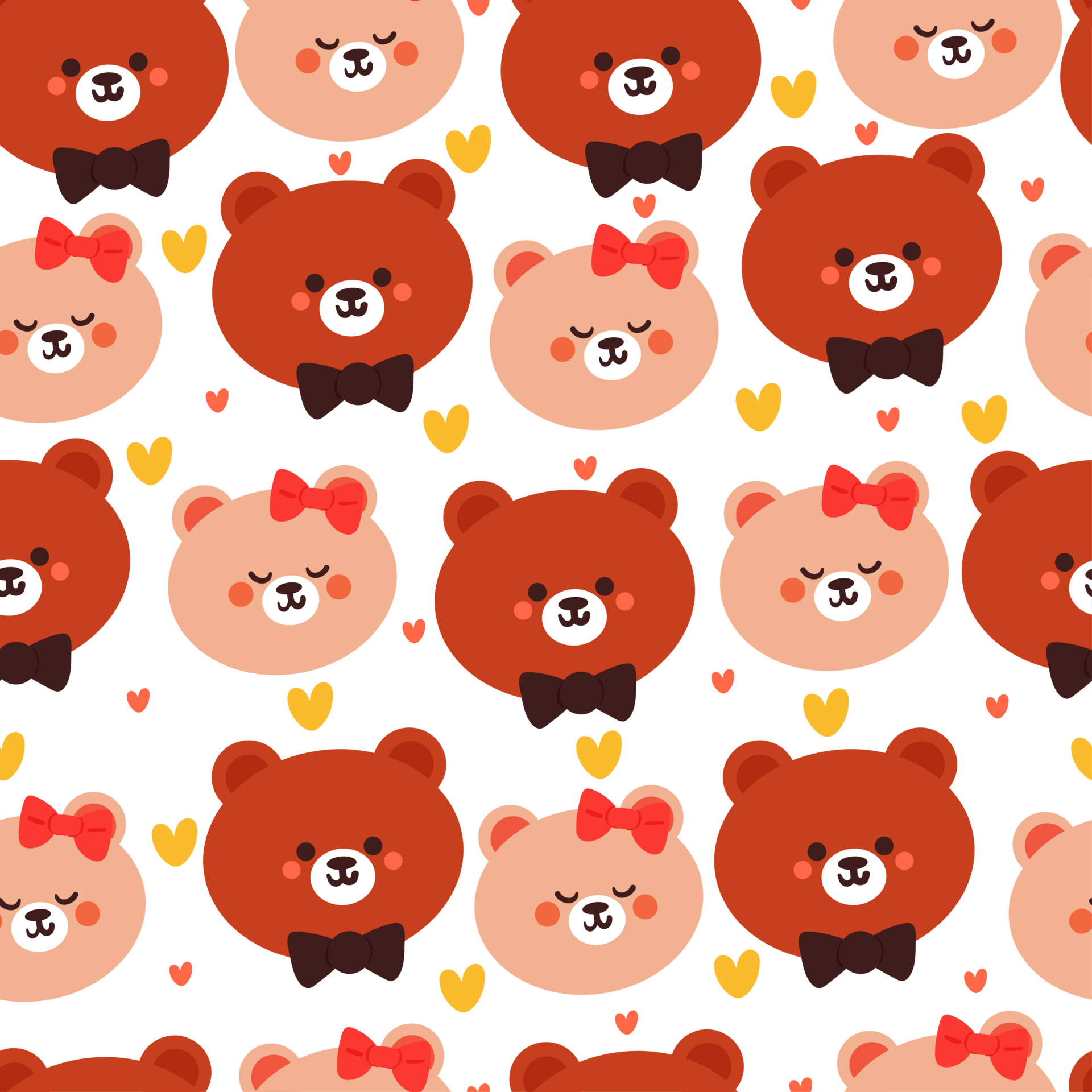 cute seamless pattern cartoon bear couple. animal wallpaper for