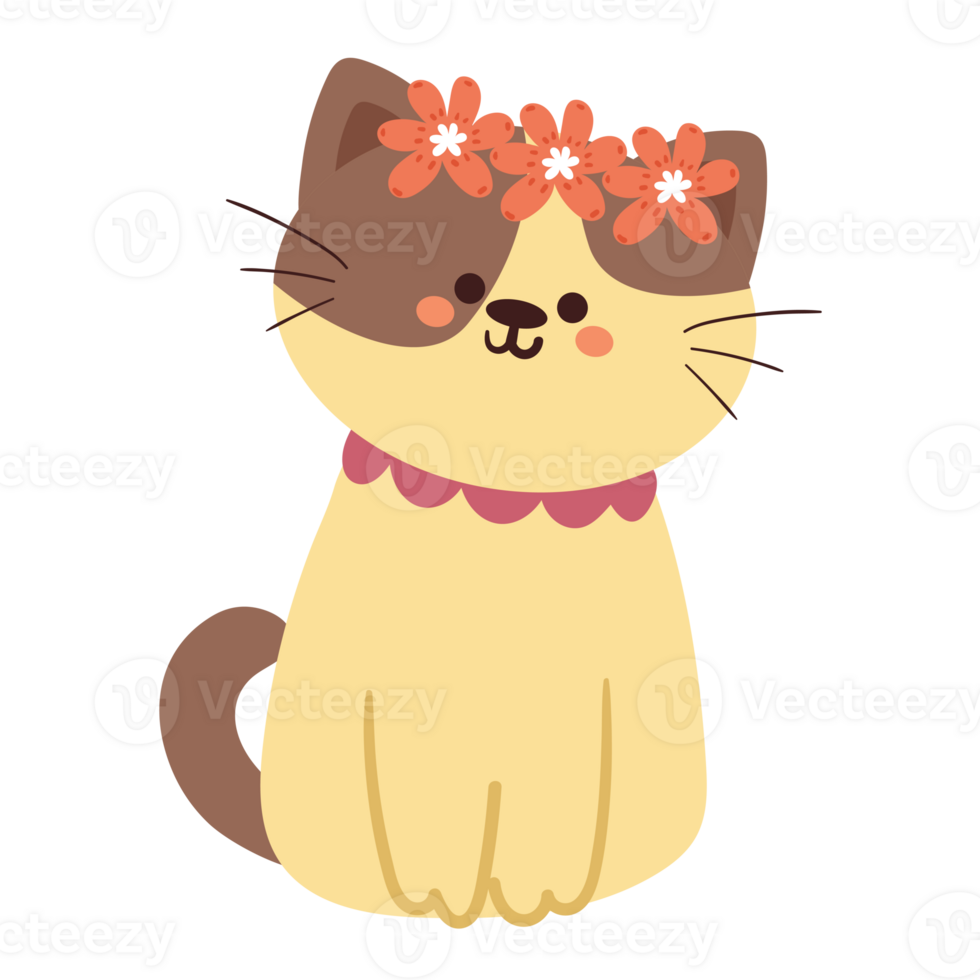 cartoon cat sticker. cute animal drawing for icon png