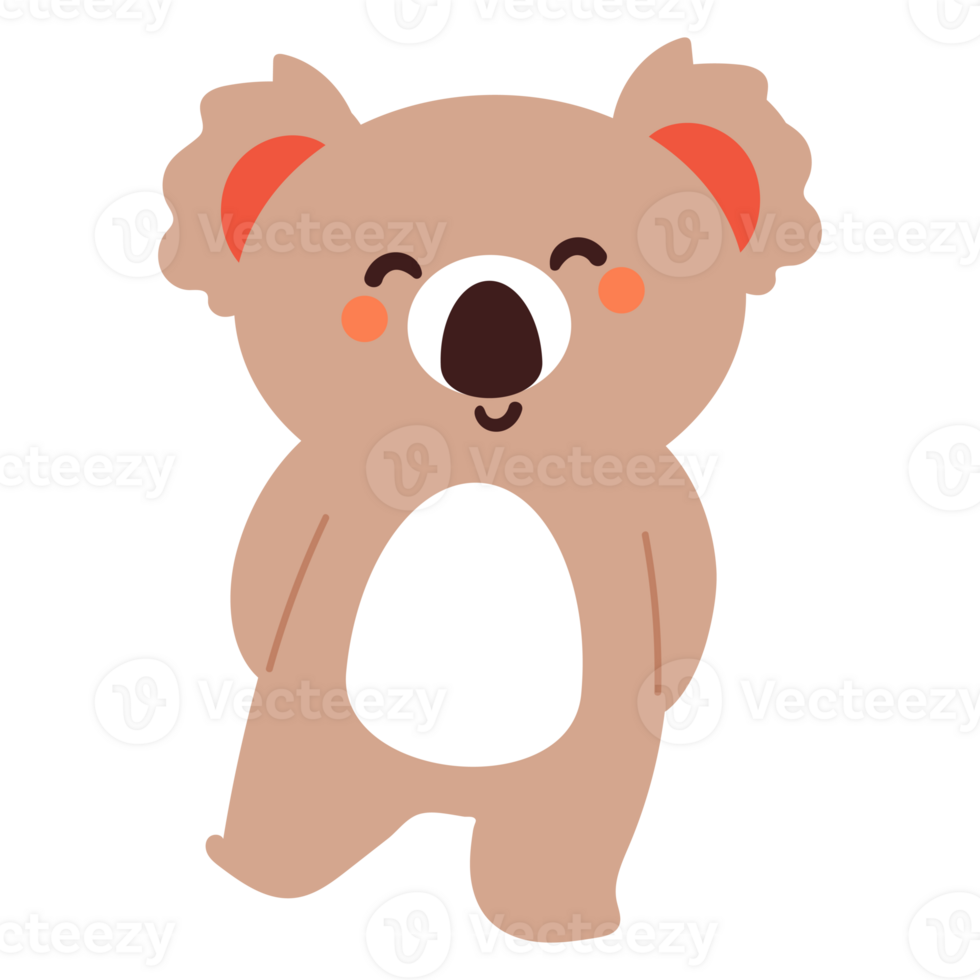 carino cartone animato koala sorridente. carino animale etichetta per bambini png