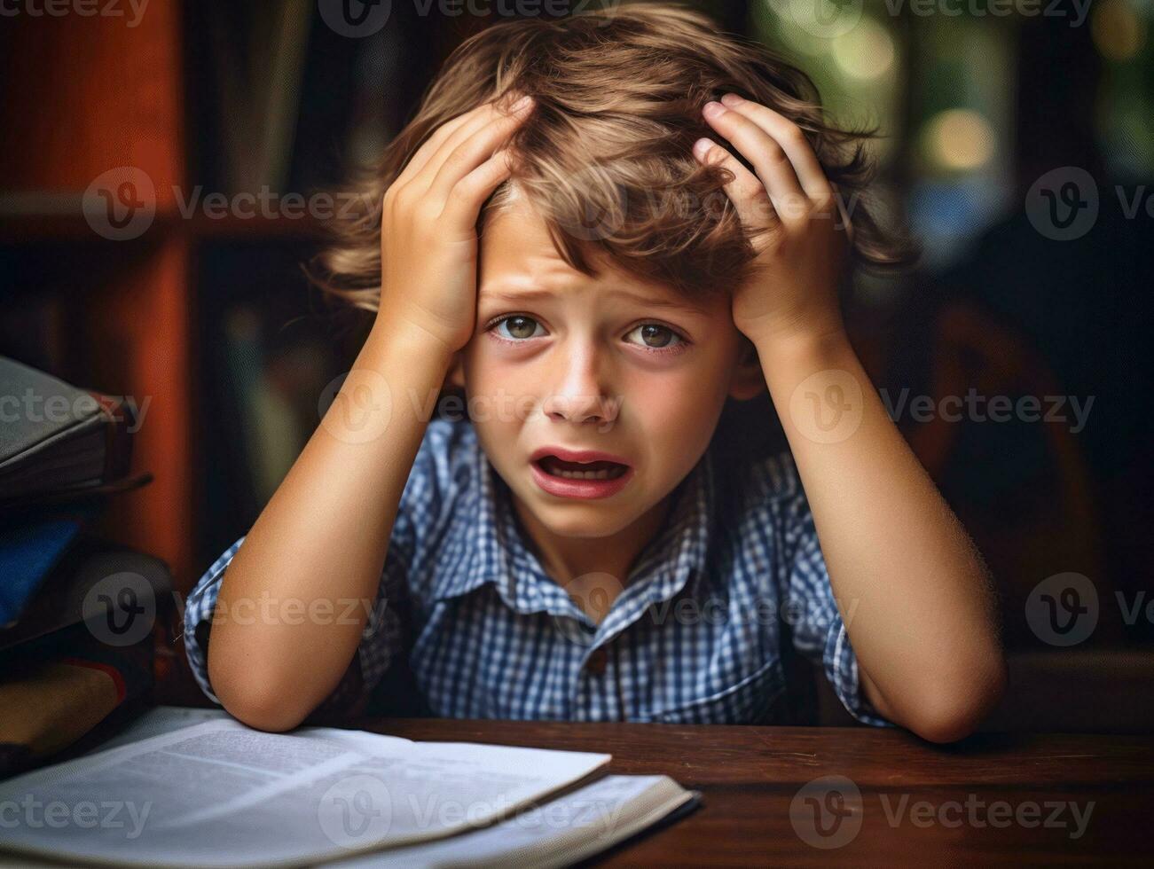 photo of emotional dynamic pose Brasilian kid in school AI Generative