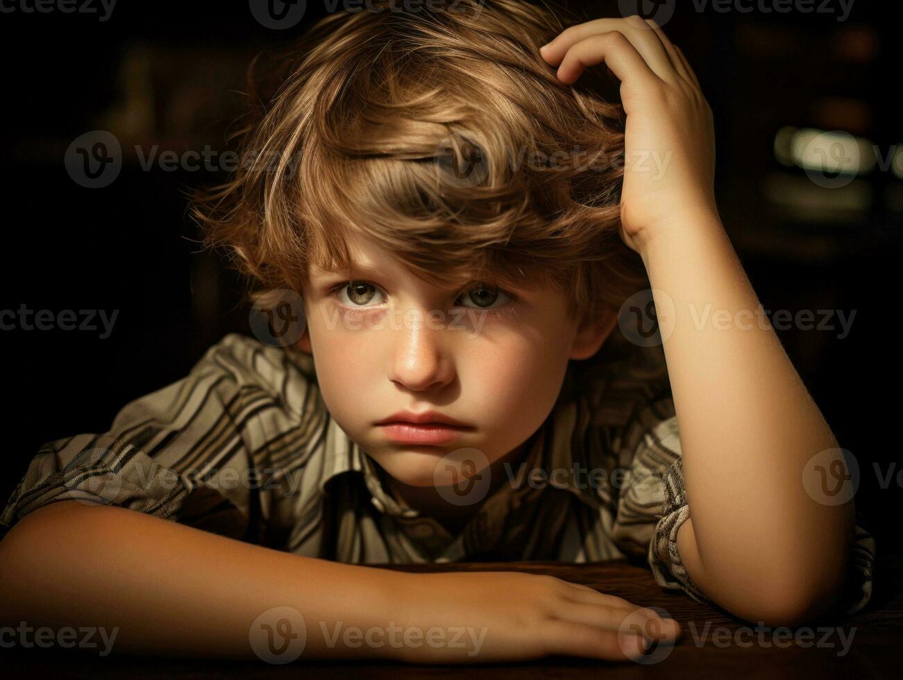 photo of emotional dynamic pose Brasilian kid in school AI Generative