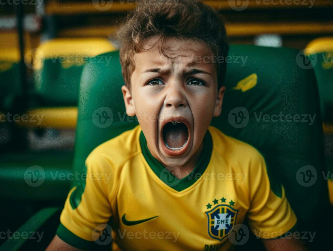 photo of emotional dynamic pose Brasilian kid in school AI Generative