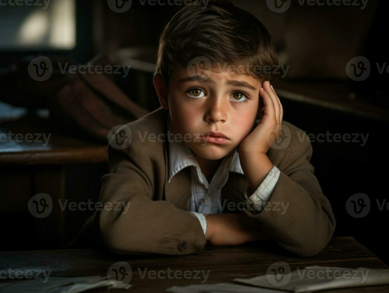 foto de emocional dinámica actitud brasileño niño en colegio ai generativo