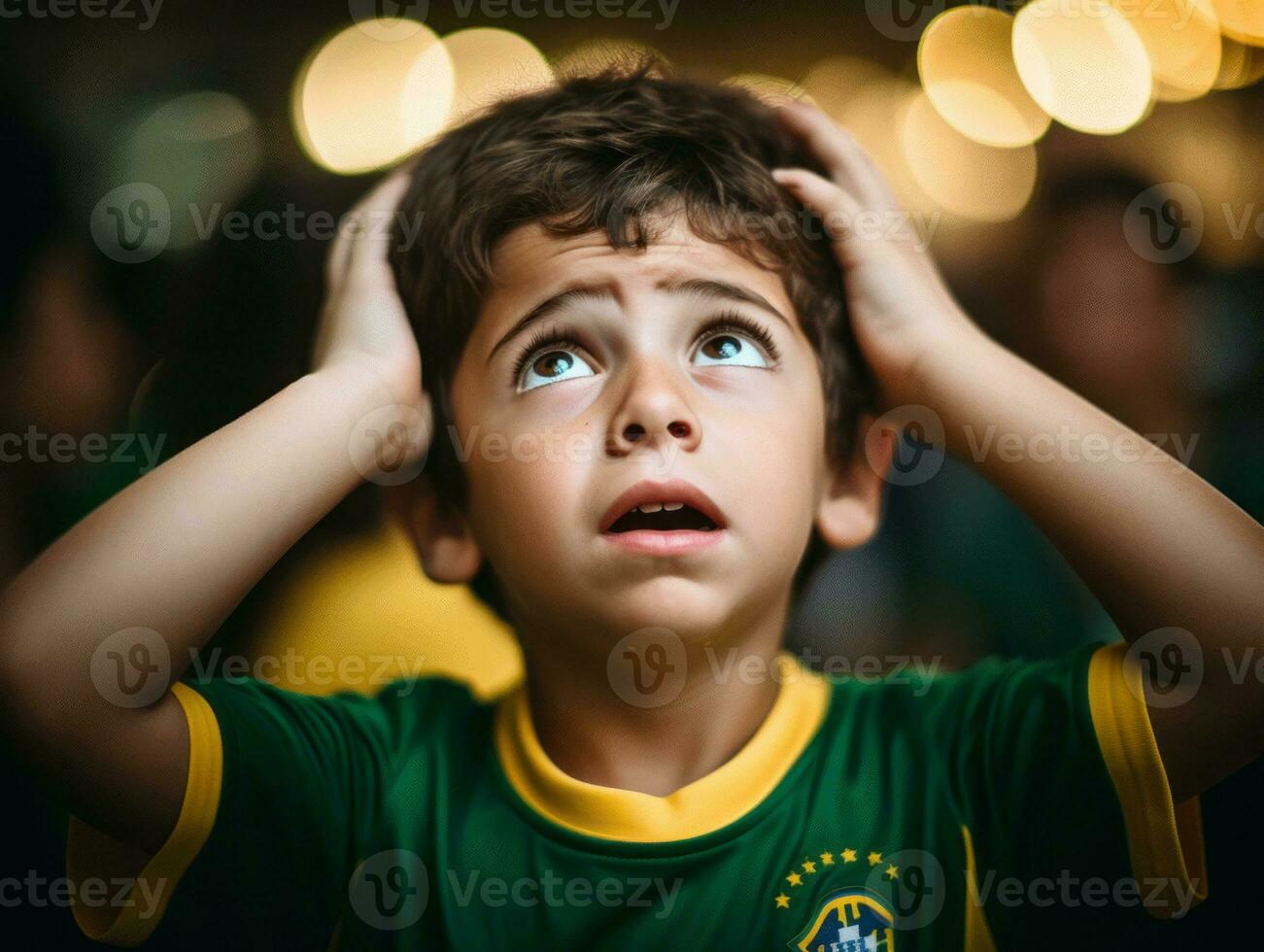 photo of emotional dynamic pose Brasilian kid in school AI Generative