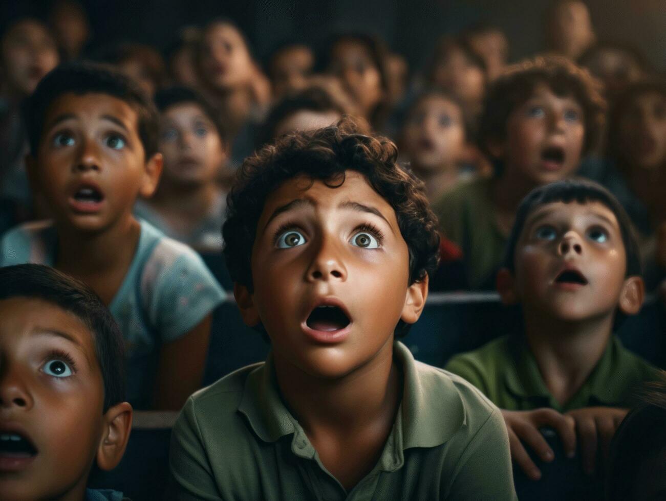 photo of emotional dynamic pose Brasilian kid in school AI Generative