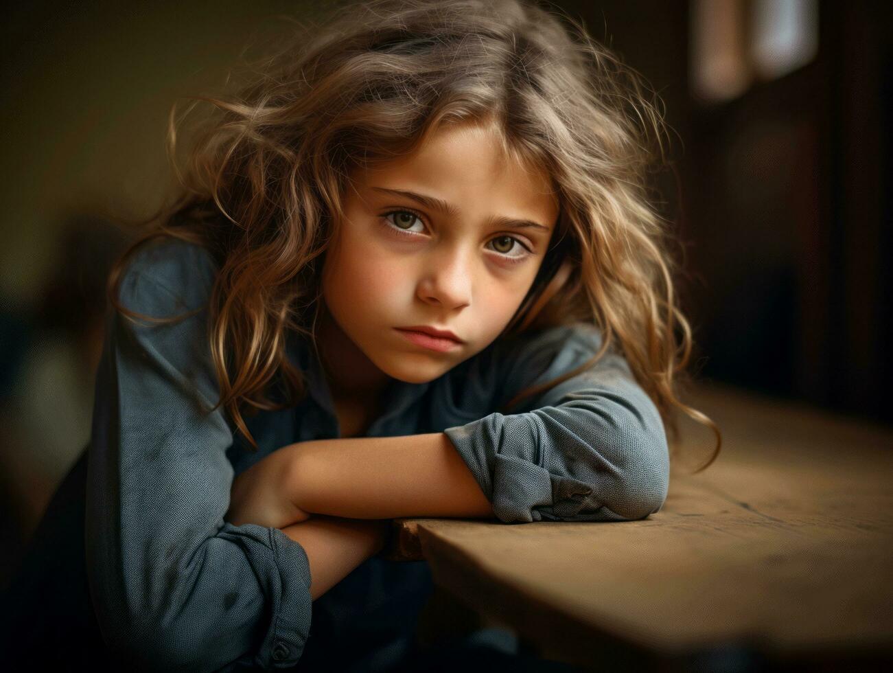 photo of emotional dynamic pose Brasilian kid in school AI Generative