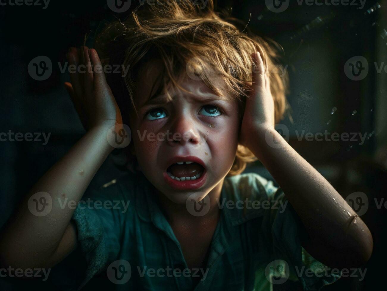 photo of emotional dynamic pose Brasilian kid in school AI Generative