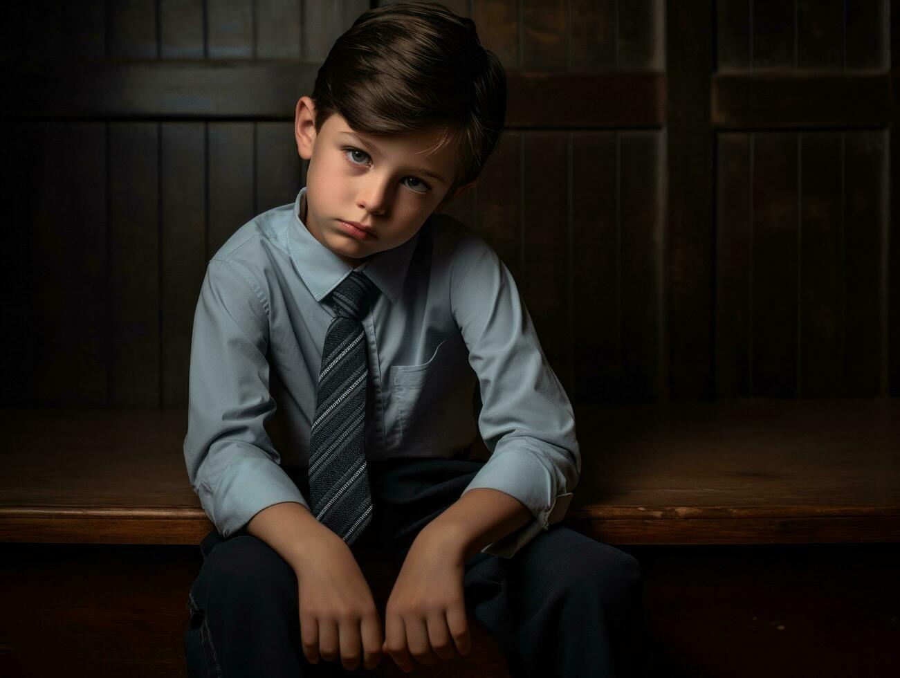 foto de emocional dinámica actitud brasileño niño en colegio ai generativo