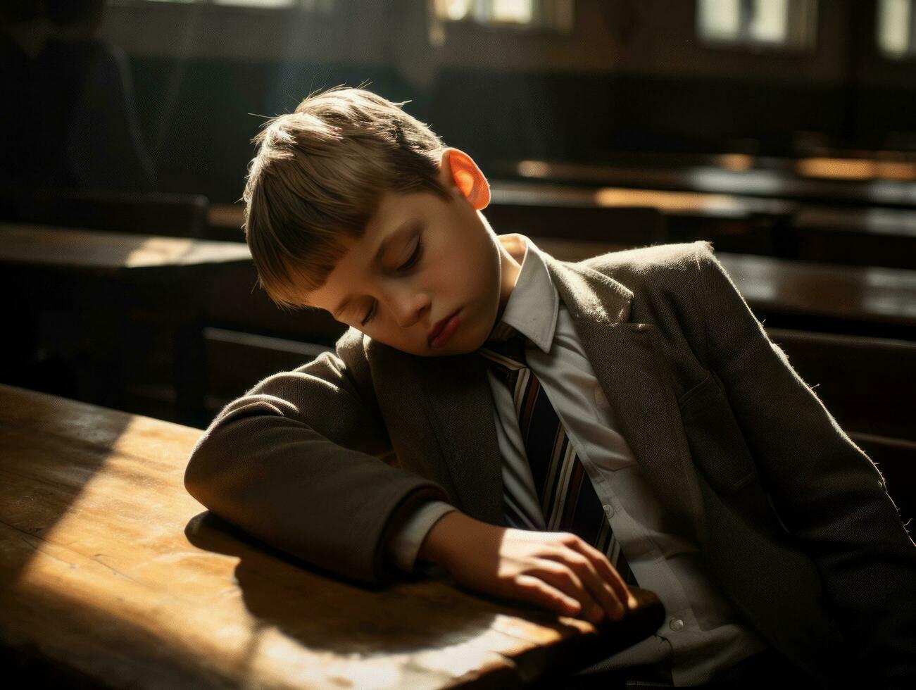 foto de emocional dinámica actitud brasileño niño en colegio ai generativo