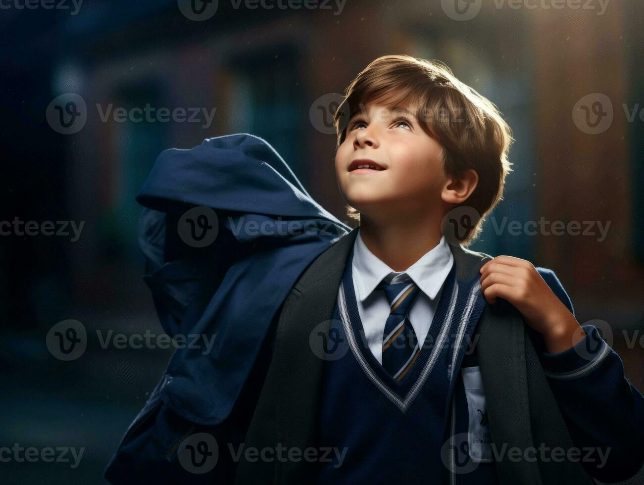 photo of emotional dynamic pose Brasilian kid in school AI Generative