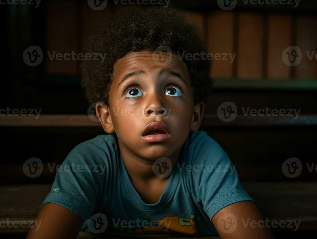 photo of emotional dynamic pose Brasilian kid in school AI Generative