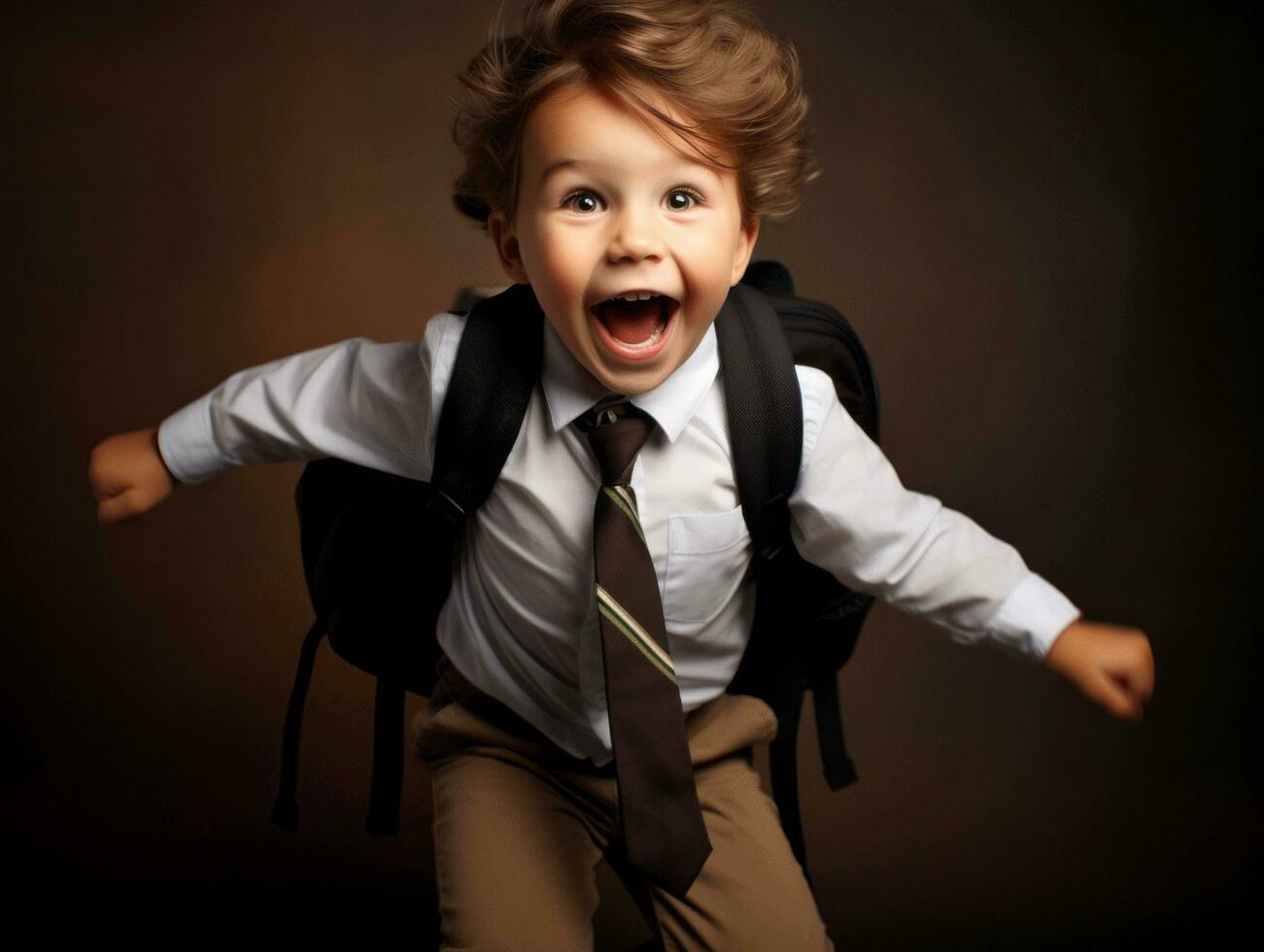 photo of emotional dynamic pose Brasilian kid in school AI Generative