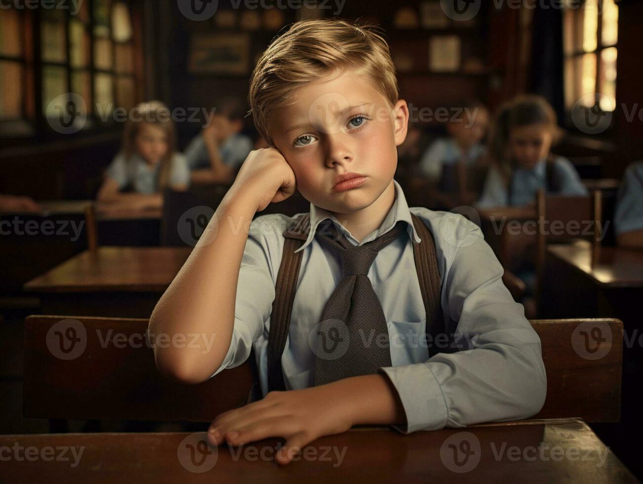 photo of emotional dynamic pose Brasilian kid in school AI Generative