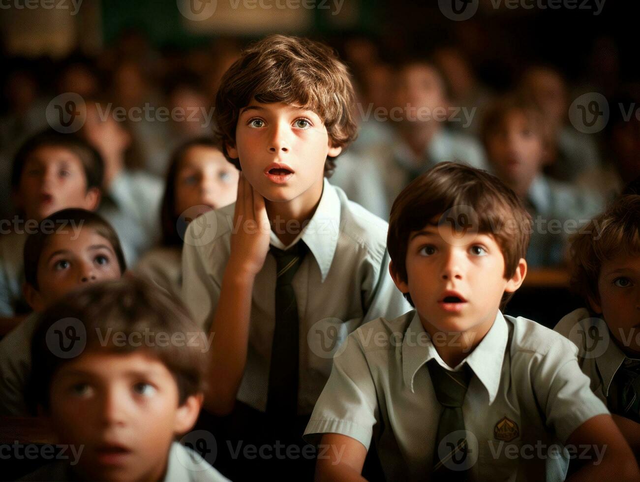 photo of emotional dynamic pose Brasilian kid in school AI Generative