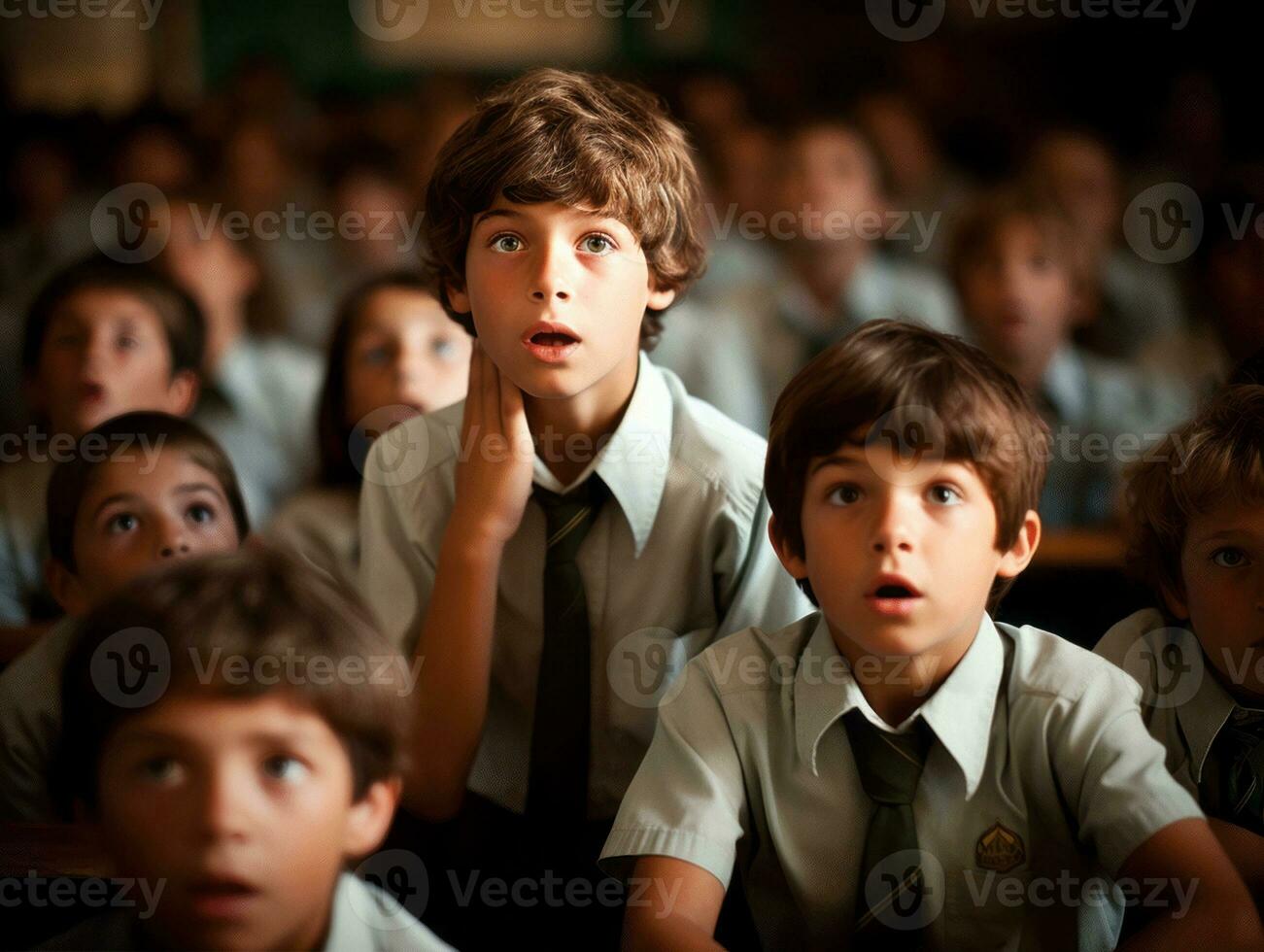 foto de emocional dinámica actitud brasileño niño en colegio ai generativo